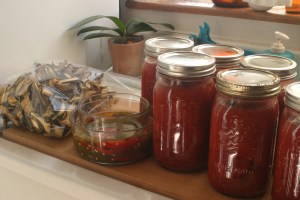 Mmm, tomatoes and fermented hot peppers and dried zucchini!