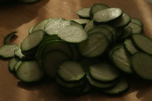 Houseproud homestead kitchen - pile of salted zucchini
