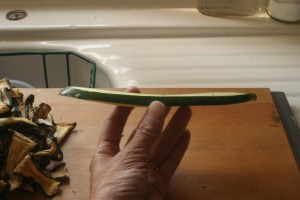 Slice the zucchini thickly with a madeline.