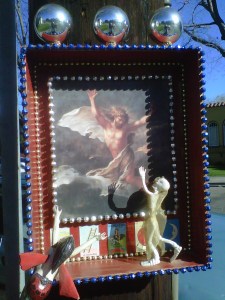 Random art that hung for a few days on a light pole on a corner that I bike past almost every day. 