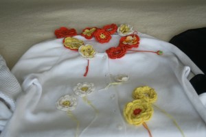 Houseproud projects - sweater remake (crochet flowers redux)